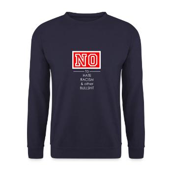 against Nazis - Unisex Sweatshirt - navy - Front - Alina (178cm) & Michal (187cm)