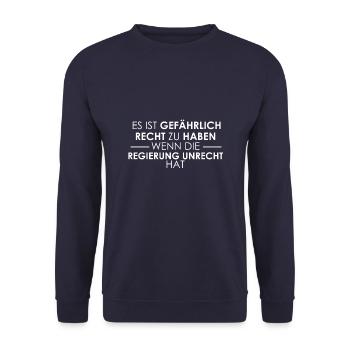 Spruch Grundrechte Demonstration - Unisex Pullover - Navy - Vorne - Alina (178cm) & Michal (187cm)
