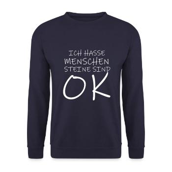 Ich hasse Menschen - Unisex Pullover - Navy - Vorne - Alina (178cm) & Michal (187cm)