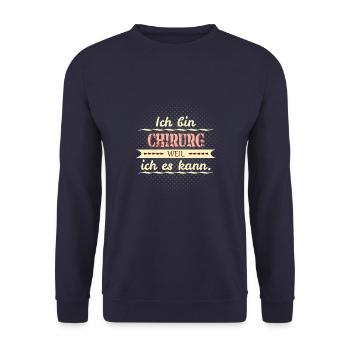 chirurg weil ich es kann - Unisex Pullover - Navy - Vorne - Alina (178cm) & Michal (187cm)