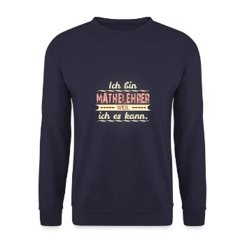 mathelehrer weil ich es kann - Unisex Pullover - Navy - Vorne - Alina (178cm) & Michal (187cm)