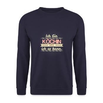 köchin weil ich es kann - Unisex Pullover - Navy - Vorne - Alina (178cm) & Michal (187cm)