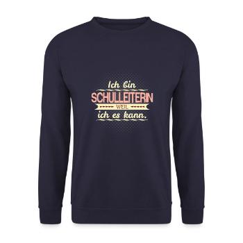 schulleiterin weil ich es kann - Unisex Pullover - Navy - Vorne - Alina (178cm) & Michal (187cm)
