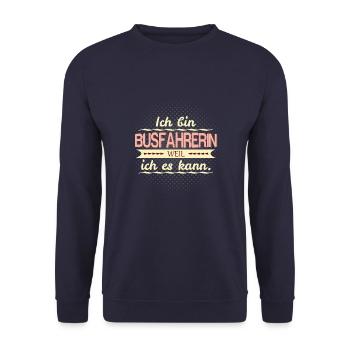 busfahrerin weil ich es kann - Unisex Pullover - Navy - Vorne - Alina (178cm) & Michal (187cm)
