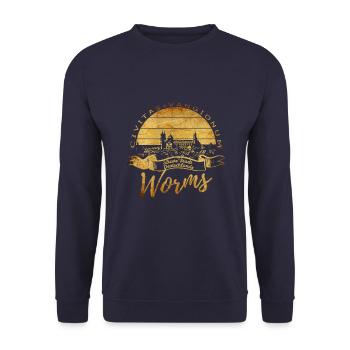 Worms Vintage - Unisex Pullover - Navy - Vorne - Alina (178cm) & Michal (187cm)