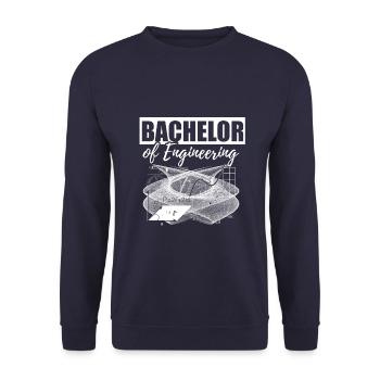 Bachelor of Engineering Spruch - Unisex Pullover - Navy - Vorne - Alina (178cm) & Michal (187cm)
