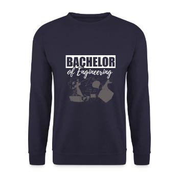 Bachelor of Engineering Spruch - Unisex Pullover - Navy - Vorne - Alina (178cm) & Michal (187cm)