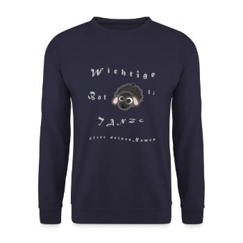 Wichtige Botschaft: TANZE - öfter deinen Namen - Unisex Pullover - Navy - Vorne - Alina (178cm) & Michal (187cm)