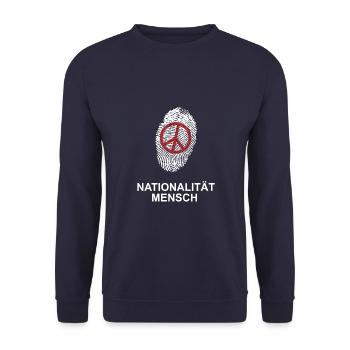 Nationalität Mensch - Unisex Pullover - Navy - Vorne - Alina (178cm) & Michal (187cm)