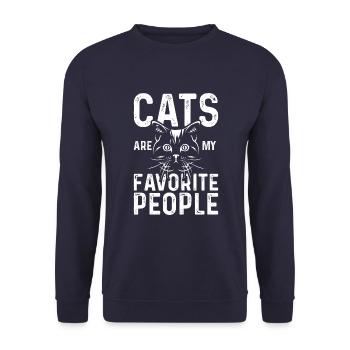 Les chats sont mes personnes préférées - Sweat-shirt Unisexe - marine - Devant - Alina (178cm) & Michal (187cm)