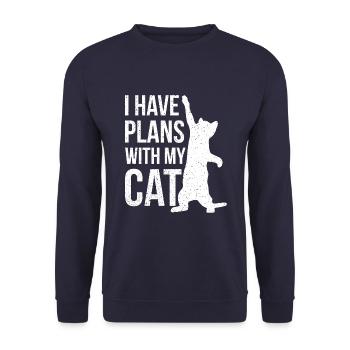 I have plans with my cat - Unisex Sweatshirt - navy - Front - Alina (178cm) & Michal (187cm)