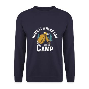 Home is where you set up camp - Unisex Sweatshirt - navy - Front - Alina (178cm) & Michal (187cm)