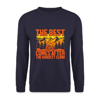The best view comes after the hardest climb - Unisex Sweatshirt - navy - Front - Alina (178cm) & Michal (187cm)