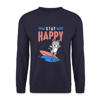 Restez heureux - Sweat-shirt Unisexe - marine - Devant - Alina (178cm) & Michal (187cm)