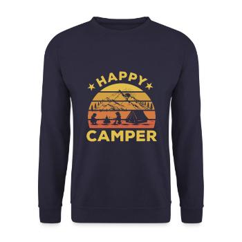 Happy Camper - Unisex Pullover - Navy - Vorne - Alina (178cm) & Michal (187cm)