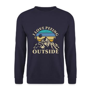I Love peeing outside - Unisex Pullover - Navy - Vorne - Alina (178cm) & Michal (187cm)