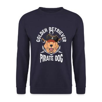 Golden Retriever Pirate Dog - Unisex Sweatshirt - navy - Front - Alina (178cm) & Michal (187cm)