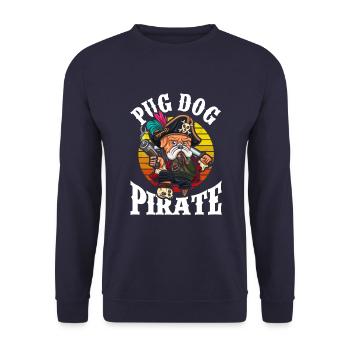 Pug Pirate Dog - Unisex Sweatshirt - navy - Front - Alina (178cm) & Michal (187cm)