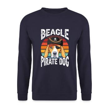 Beagle Pirate Dog - Unisex Sweatshirt - navy - Front - Alina (178cm) & Michal (187cm)
