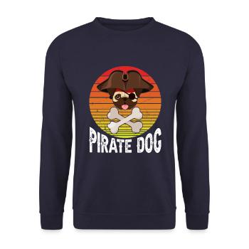 Pug Pirate Dog - Unisex Sweatshirt - navy - Front - Alina (178cm) & Michal (187cm)