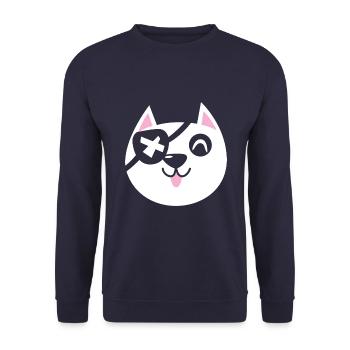 Pirate Cat - Unisex Sweatshirt - navy - Front - Alina (178cm) & Michal (187cm)