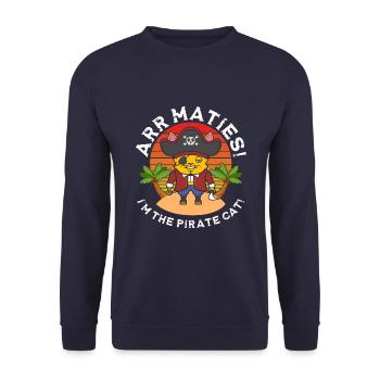 Arrmaties! In the Pirate Cat - Unisex Sweatshirt - navy - Front - Alina (178cm) & Michal (187cm)