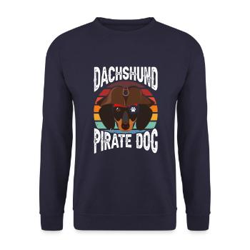 Dachshund Pirate Dog - Unisex Sweatshirt - navy - Front - Alina (178cm) & Michal (187cm)