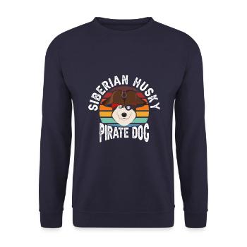 Siberian Husky Pirate Dog - Unisex Sweatshirt - navy - Front - Alina (178cm) & Michal (187cm)