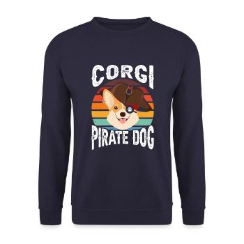 Corgi Pirate Dog - Unisex Sweatshirt - navy - Front - Alina (178cm) & Michal (187cm)