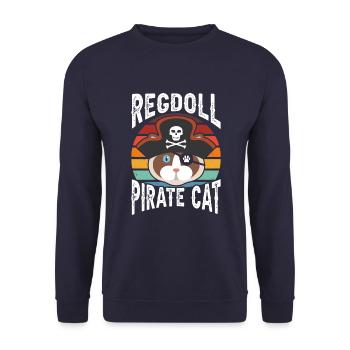 Regdoll pirate cat - Unisex Sweatshirt - navy - Front - Alina (178cm) & Michal (187cm)