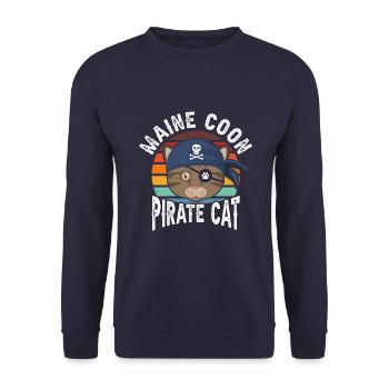 Maine Coon pirate cat - Unisex Sweatshirt - navy - Front - Alina (178cm) & Michal (187cm)