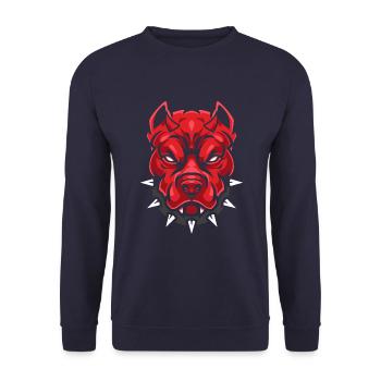 Teufel Pitbull-Hund - Unisex Pullover - Navy - Vorne - Alina (178cm) & Michal (187cm)