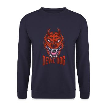 Chien diable aux dents pointues - Sweat-shirt Unisexe - marine - Devant - Alina (178cm) & Michal (187cm)