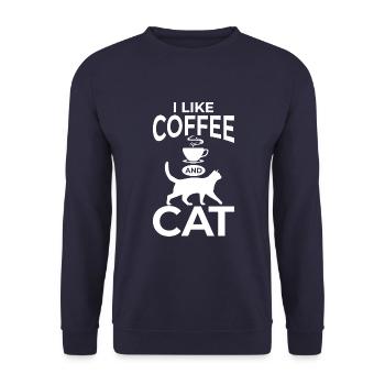 Ich Mag Kaffee Und Katze - Unisex Pullover - Navy - Vorne - Alina (178cm) & Michal (187cm)