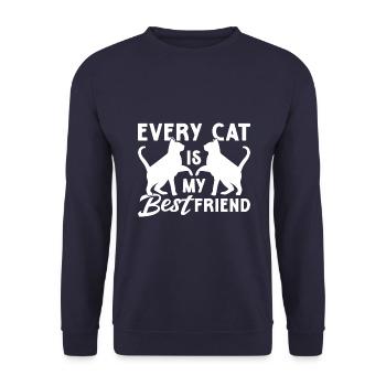 Jede Katze Ist Mein Bester Freund - Unisex Pullover - Navy - Vorne - Alina (178cm) & Michal (187cm)