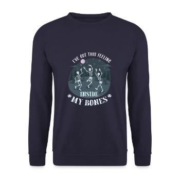 I have got this feeling inside my bones - Unisex Pullover - Navy - Vorne - Alina (178cm) & Michal (187cm)