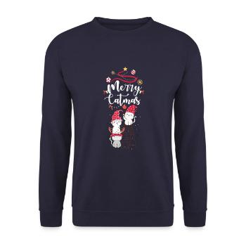 Merry Catmas - Unisex Sweatshirt - navy - Front - Alina (178cm) & Michal (187cm)