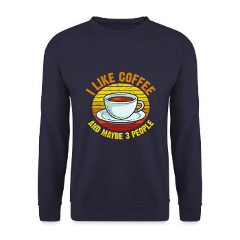 J’aime le café et peut-être 3 personnes - Sweat-shirt Unisexe - marine - Devant - Alina (178cm) & Michal (187cm)