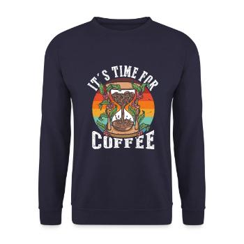 It's time for coffee - Unisex Sweatshirt - navy - Front - Alina (178cm) & Michal (187cm)