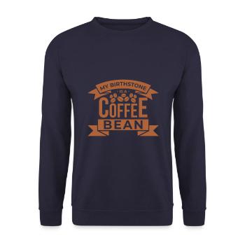 My birthstone is a coffee bean - Unisex Sweatshirt - navy - Front - Alina (178cm) & Michal (187cm)