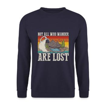 Not all who wander around are lost - Unisex Sweatshirt - navy - Front - Alina (178cm) & Michal (187cm)