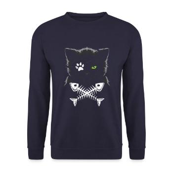 Pirate Cat - Unisex Sweatshirt - navy - Front - Alina (178cm) & Michal (187cm)