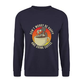 Don't worry, be happy - Unisex Sweatshirt - navy - Front - Alina (178cm) & Michal (187cm)