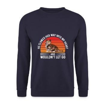 Il a griffé mon cœur et ne m’a pas lâché. - Sweat-shirt Unisexe - marine - Devant - Alina (178cm) & Michal (187cm)