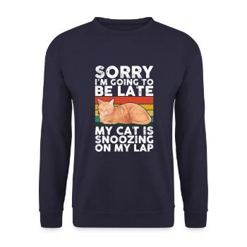 Sorry, I'll be late - Unisex Sweatshirt - navy - Front - Alina (178cm) & Michal (187cm)