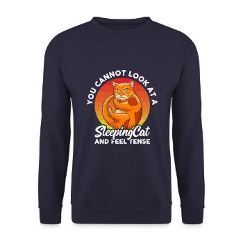 Sie Können Keine Schlafende Katze Betrachten - Unisex Pullover - Navy - Vorne - Alina (178cm) & Michal (187cm)