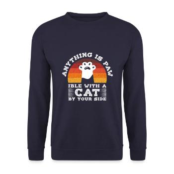 Tout est Paw Ible avec un chat à vos côtés - Sweat-shirt Unisexe - marine - Devant - Alina (178cm) & Michal (187cm)