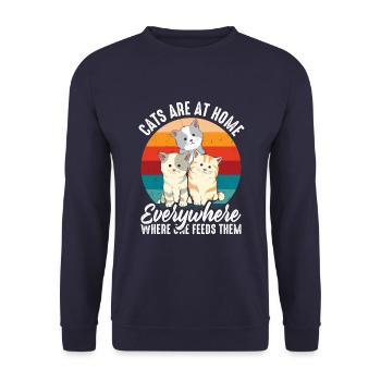 Les chats sont à la maison partout - Sweat-shirt Unisexe - marine - Devant - Alina (178cm) & Michal (187cm)