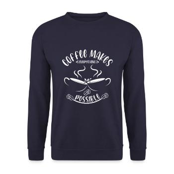 Coffee makes everything possible - Unisex Sweatshirt - navy - Front - Alina (178cm) & Michal (187cm)