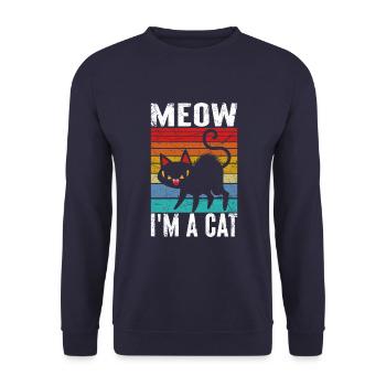 Miau, Ich Bin Eine Katze - Unisex Pullover - Navy - Vorne - Alina (178cm) & Michal (187cm)